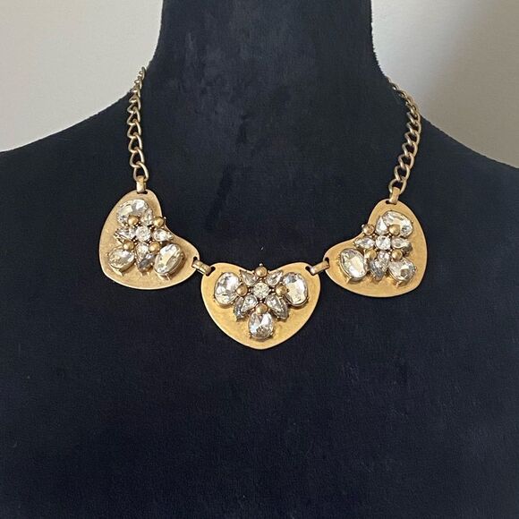 J. Crew Crystal Heart Statement Necklace - Picture 1 of 2